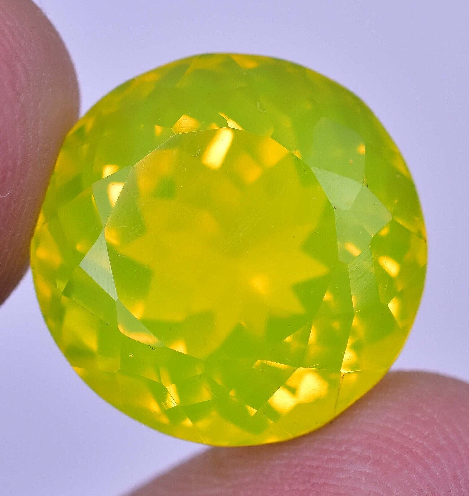 20.00 Ct Natural NEON Yellow Opal Certified 15.80 x 15.80 mm Flawless Gemstone