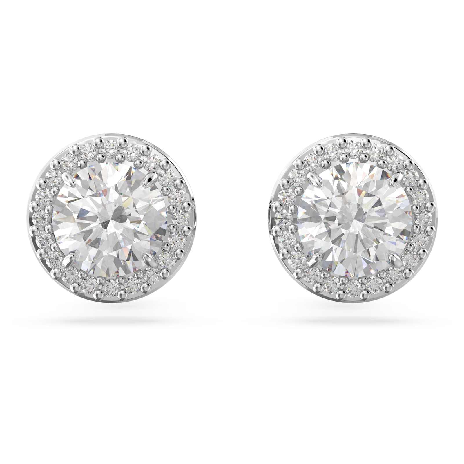 Swarovski Una Angelic Stud Earrings Round Cut, Pavé, White, Rhodium Plated