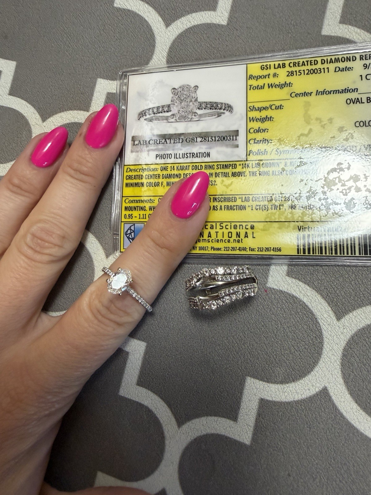 Kay 14K Gold Lab created Oval Diamond Ring VS2 E 1.00-1.24ctw Sz 7 GSI w/insert