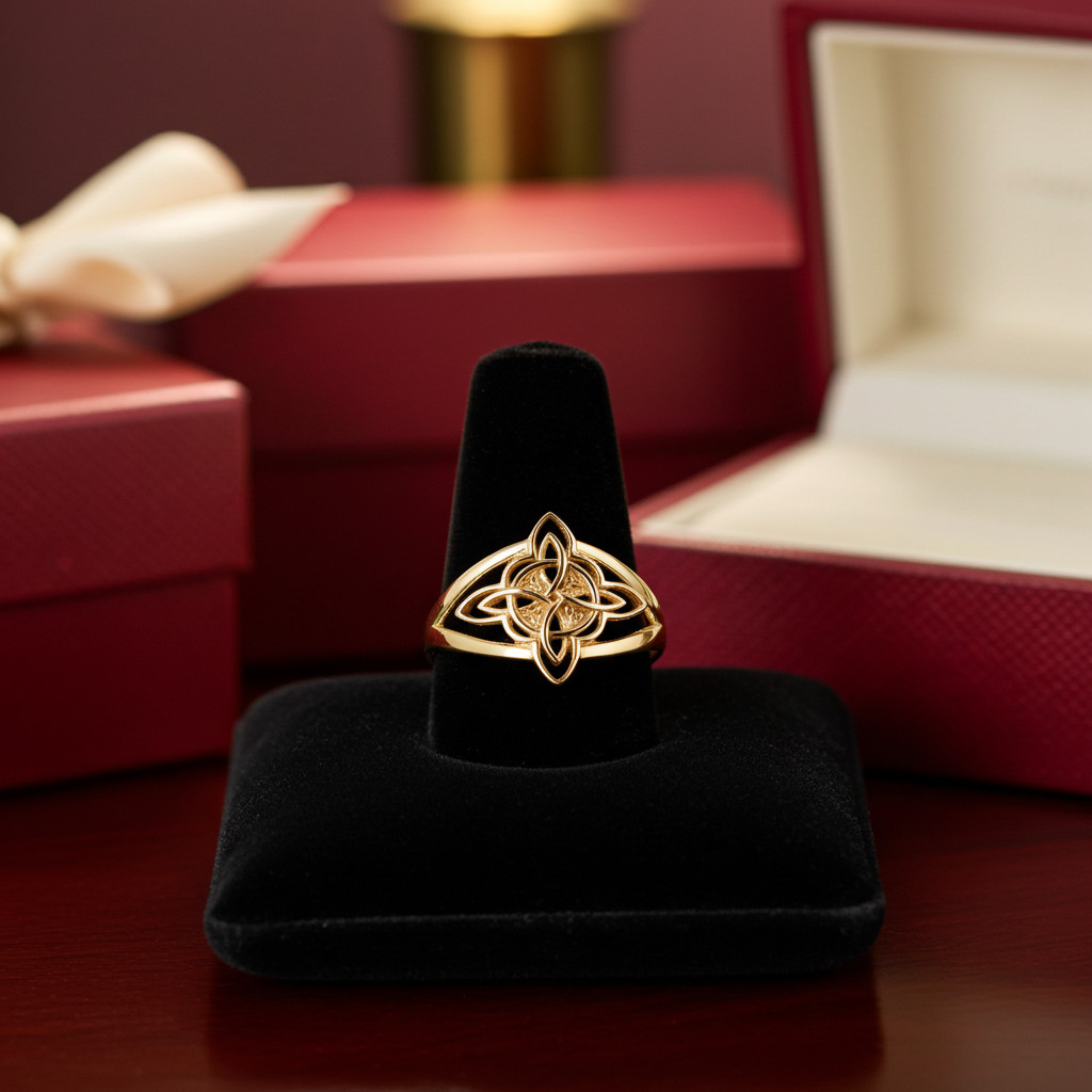 Gold Celtic Trinity Knot Triquetra Ring