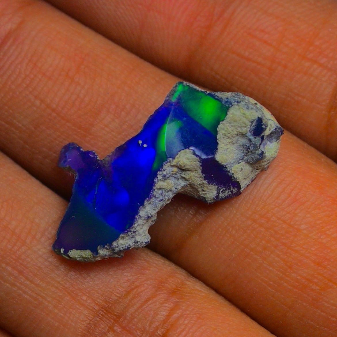 Blue Ethiopian Opal Rough 6.45 cts Smoked Black Opal Raw, Fire Opal