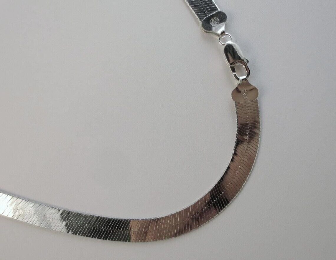 925 Sterling Silver 9mm Herringbone Necklace Italian Chain – All Sizes