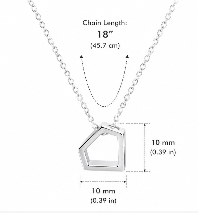 925 Sterling Silver Geometric Pentagon Pendant Necklace 18″ Chain Minimalist