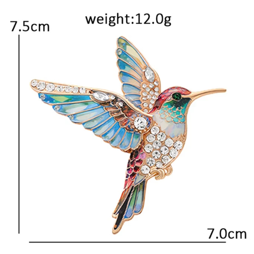 Luxury Rhinestone Hummingbird Brooch Bird Animal Pin Spring Summer Jewelry Gift