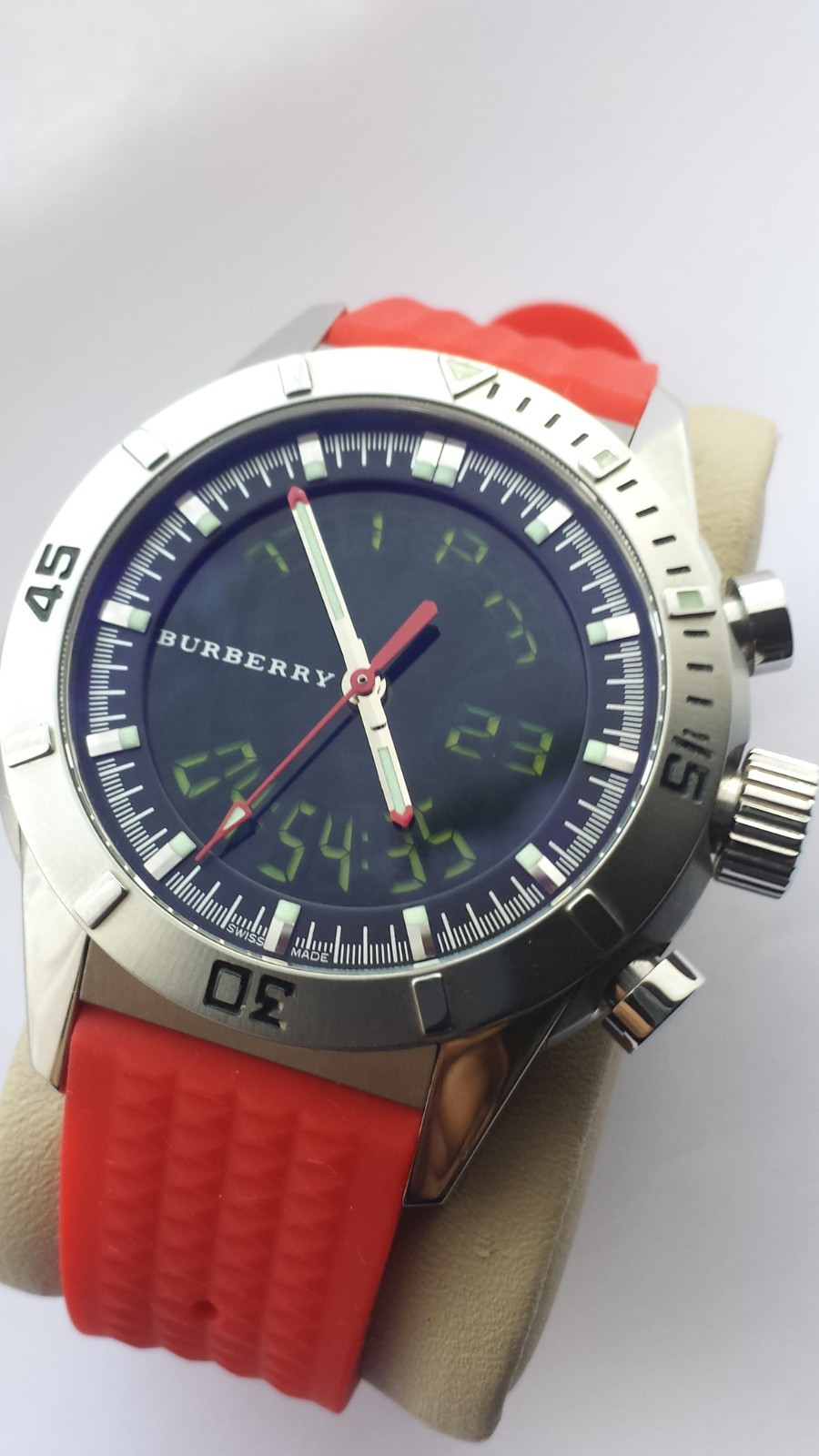 MENS BURBERRY BU7404 Analog-Digital Multi-Function Gents Swiss Made Watch Boxed