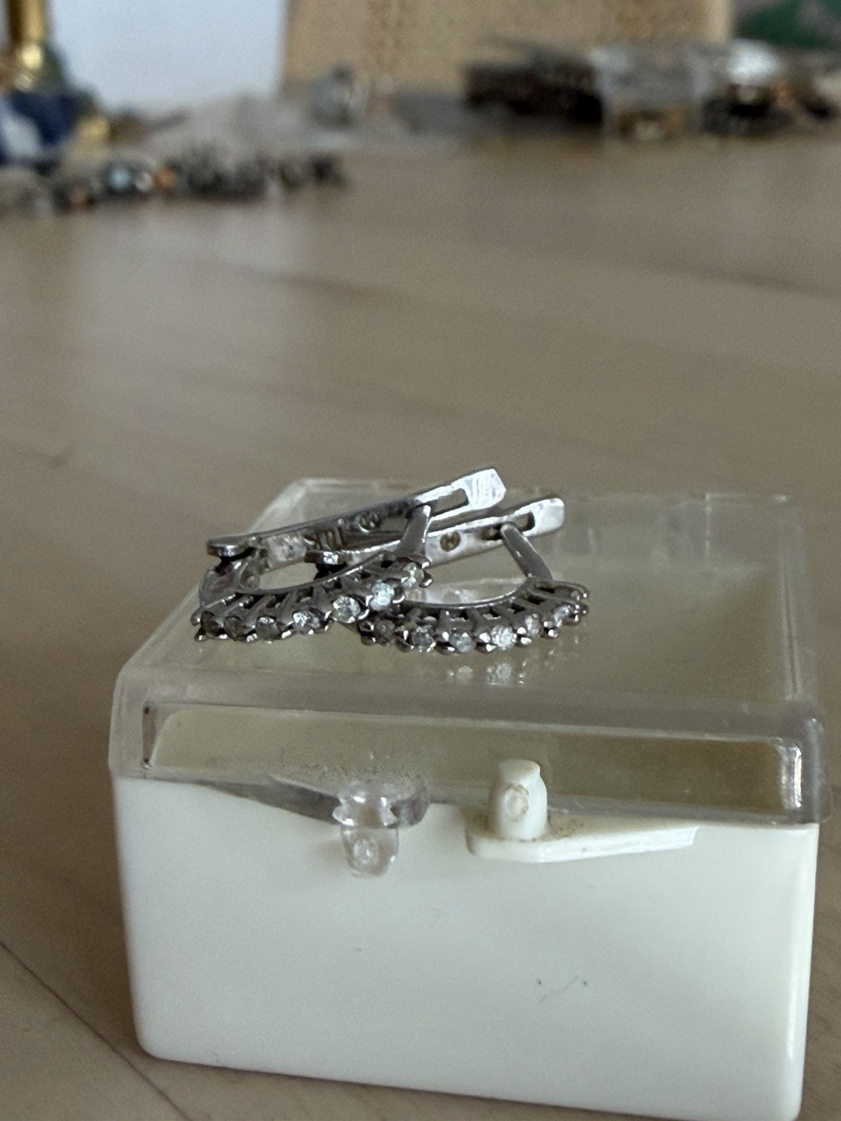 10k White Gold And Diamond Baby Clicker Hoops Small Hoops Earrings