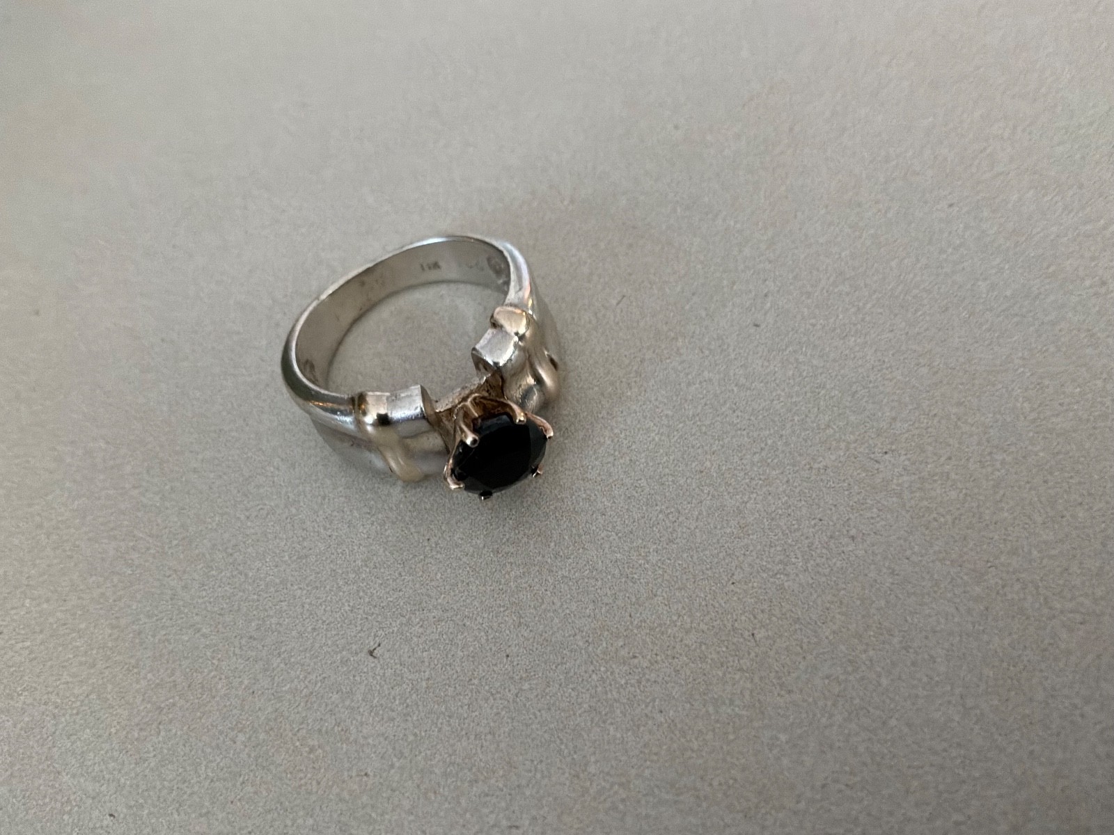 Vintage Purple Spinel Sterling Silver & 14k Yellow Gold Band Ring 1970’s