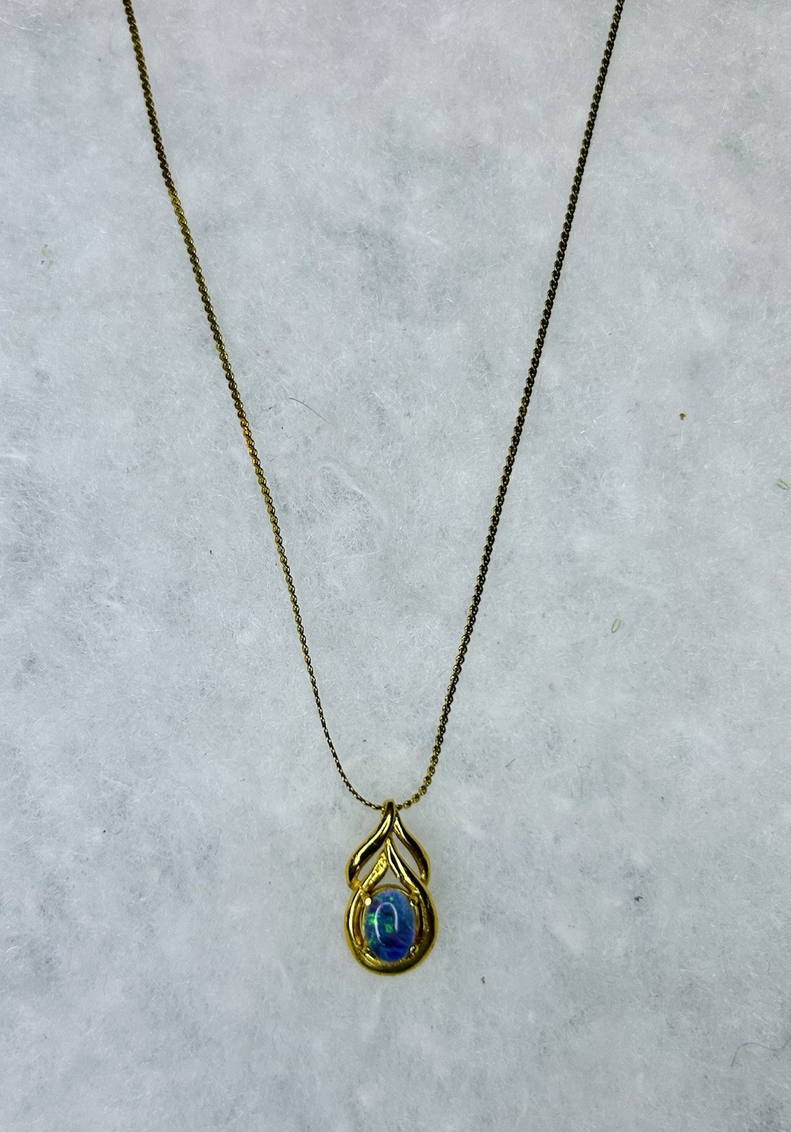 Vintage Gold Tone Faux Opal Pendant Necklace (c. 1985–1995)