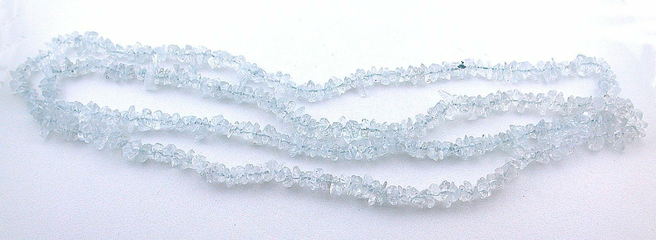 Light Ice Blue Aquamarine Beryl 4mm to 10mm Gem Chip Nugget 32 Inch Strand CBS42