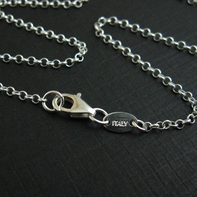 Solid Sterling Silver 2mm Rolo Necklace Chain with ITALY TAG (All Sizes)