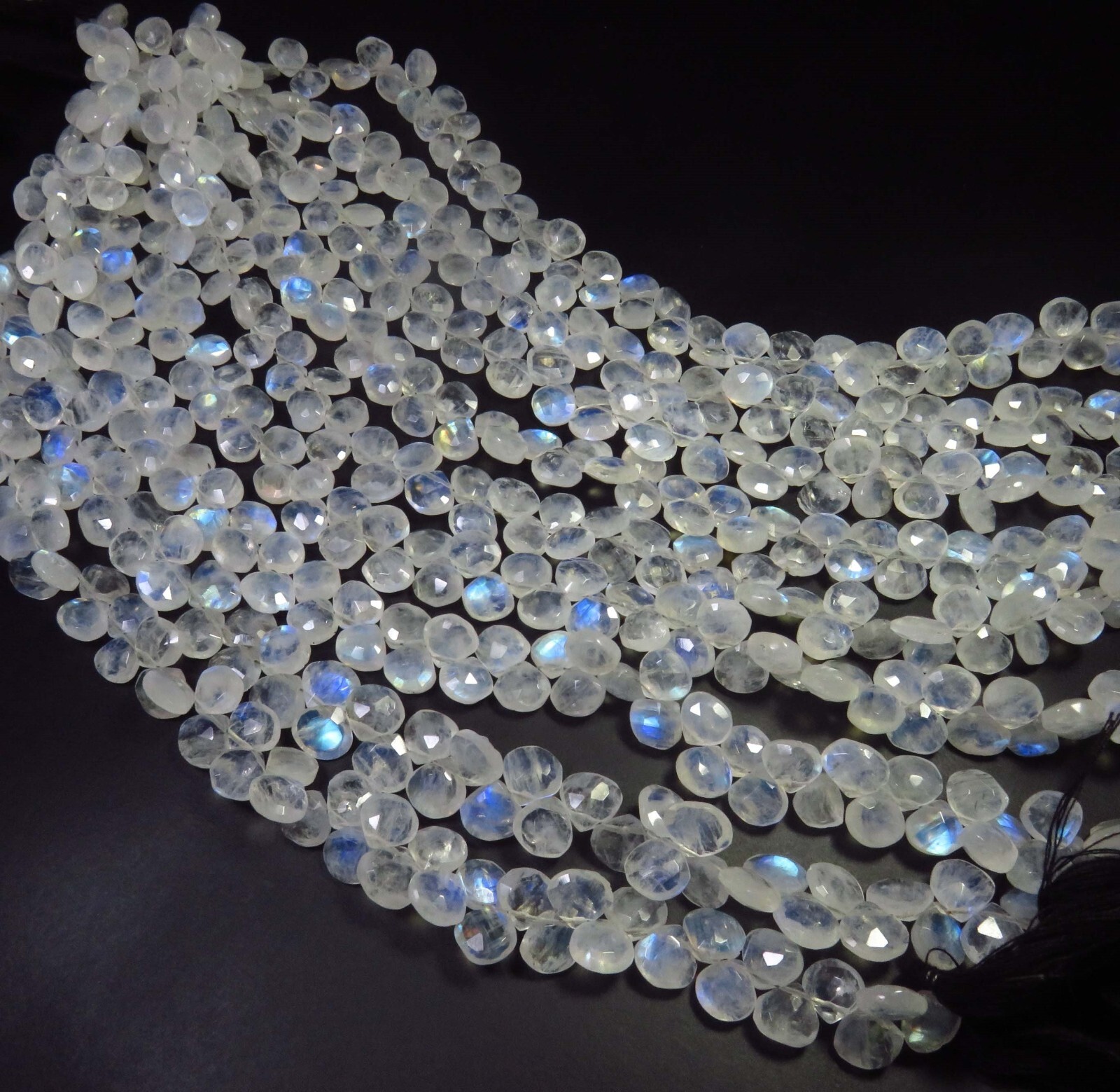 Natural Rainbow Moonstone Gems Heart Faceted Beads 8-8.5mm 10″Strand LC-1801