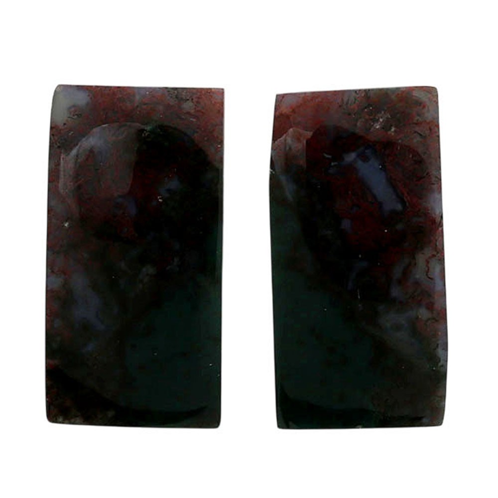 Natural Blood Stone Pair 10.2×19.9×4 mm Baguette Shape Gemstone LS32-06966