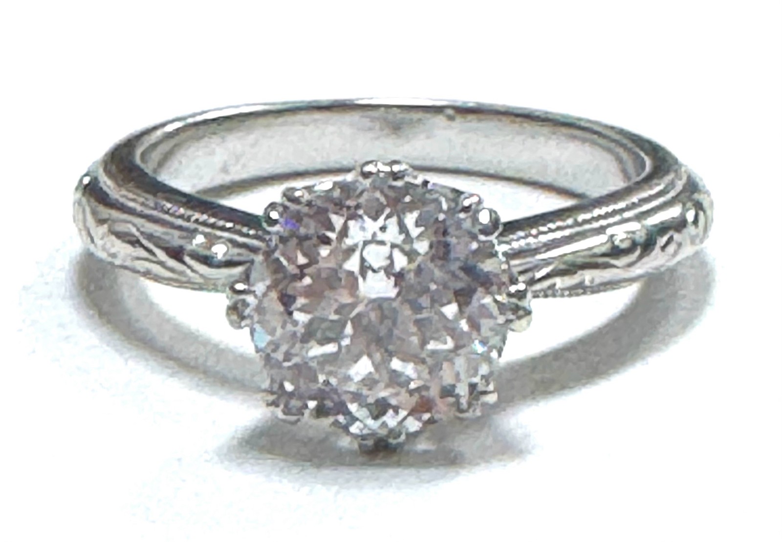 Tacori CZ Cubic Zirconia Ring 925 Sterling Silver Size 7 Etched Band