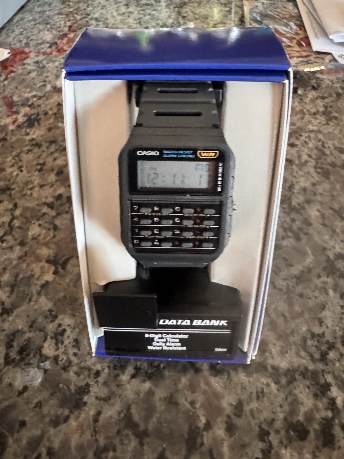 Casio Data Bank DB-02 Digital Calculator Watch Dual Time Alarm WR Black Resin