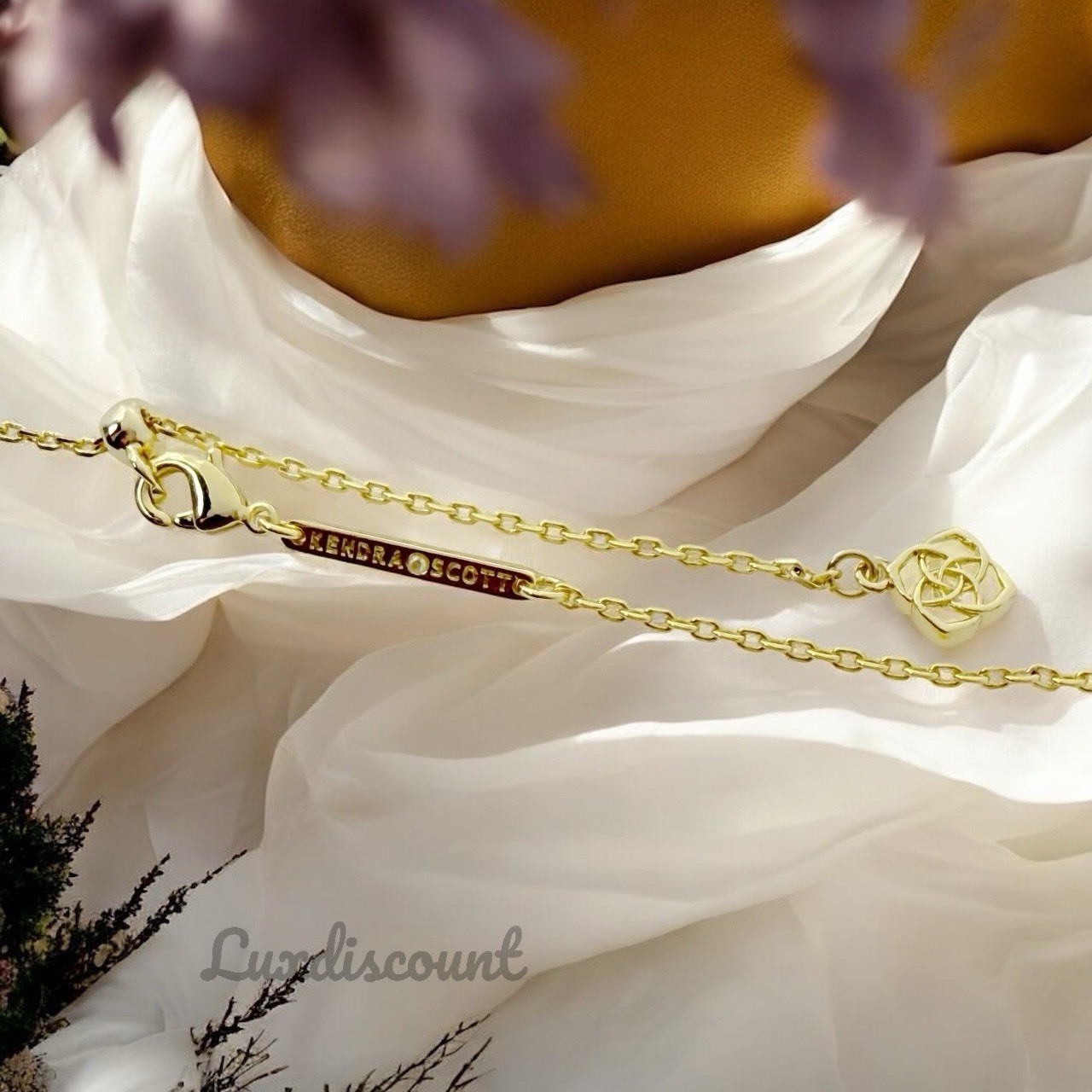 Kendra Scott Gold Krista Bow Short Pendant Necklace in White Mix