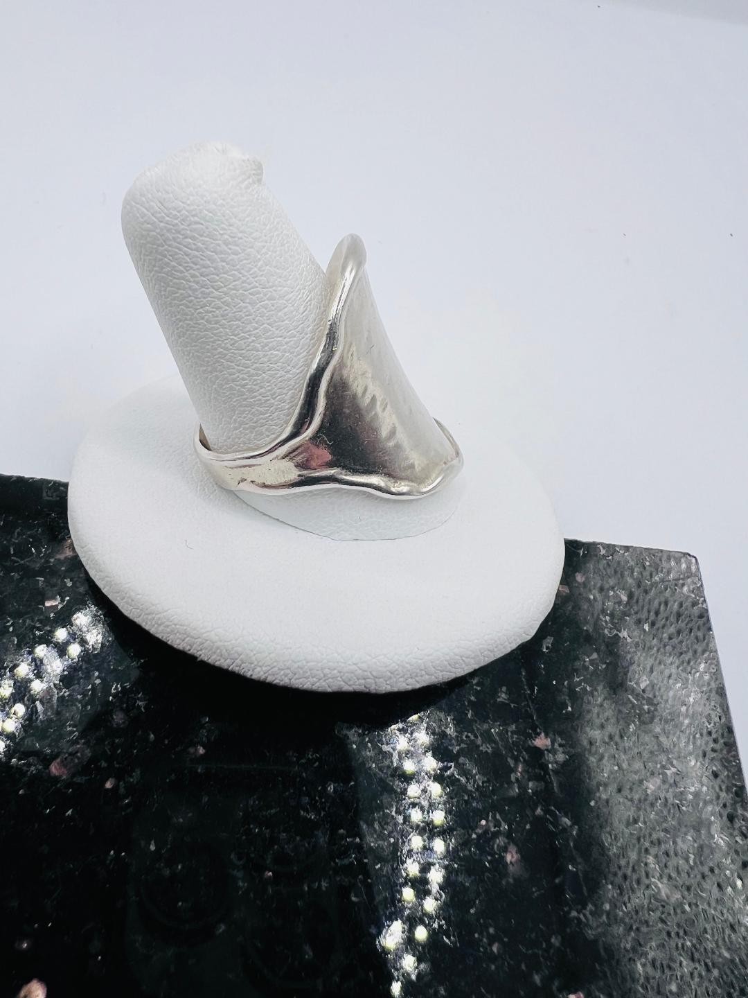 925 Silver PZ PAZ Israel Nora Hammered Saddle Cigar Band Ring Size 9
