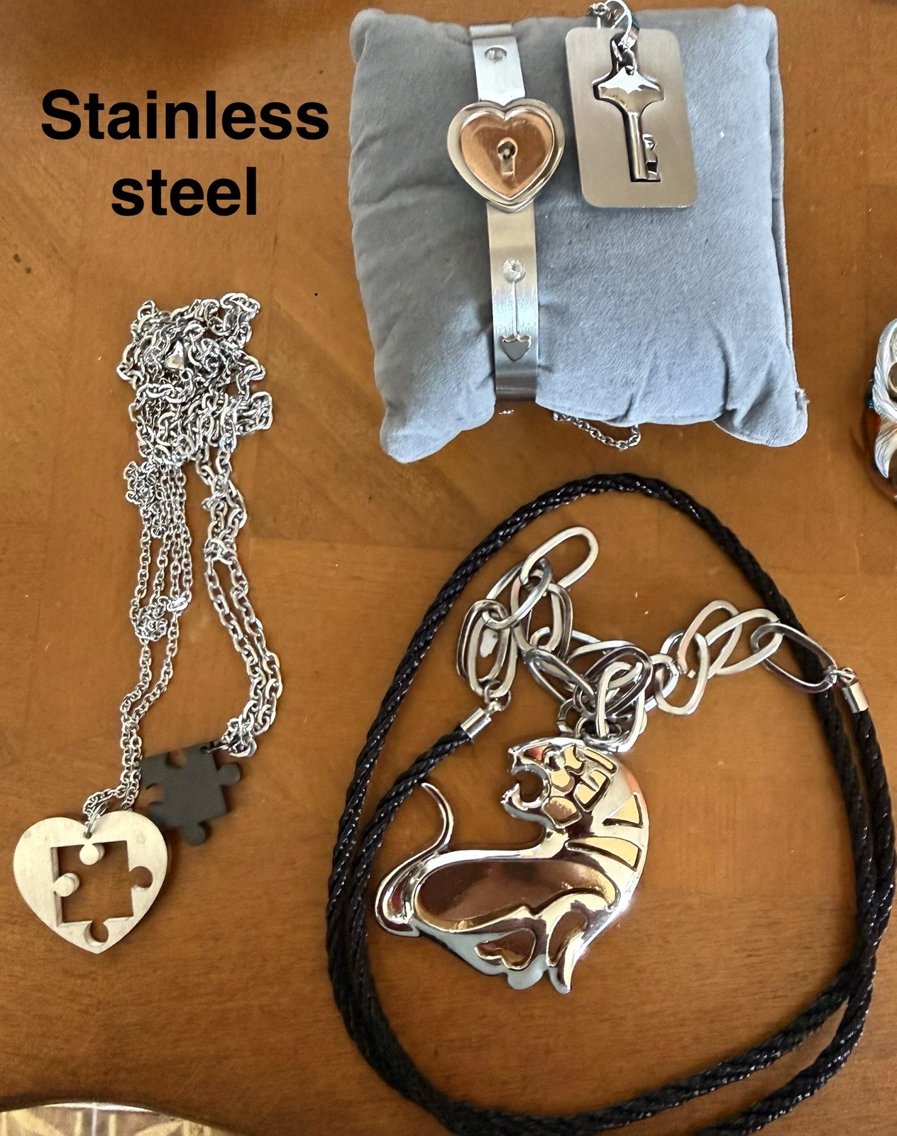 Stainless Steel Mixed Lot Jewelry 3pc Necklace Pendant Bracelet Silver/Black