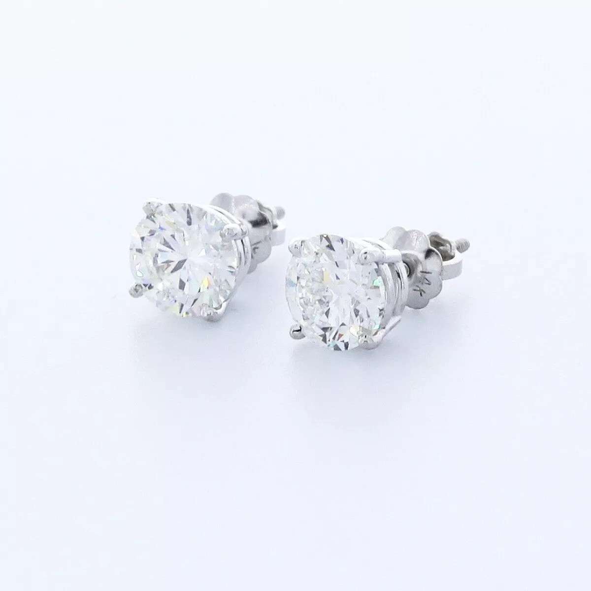 Stud Earrings Solid 14K White Gold Classic Round 1.60 CT Natural Diamond F VS2