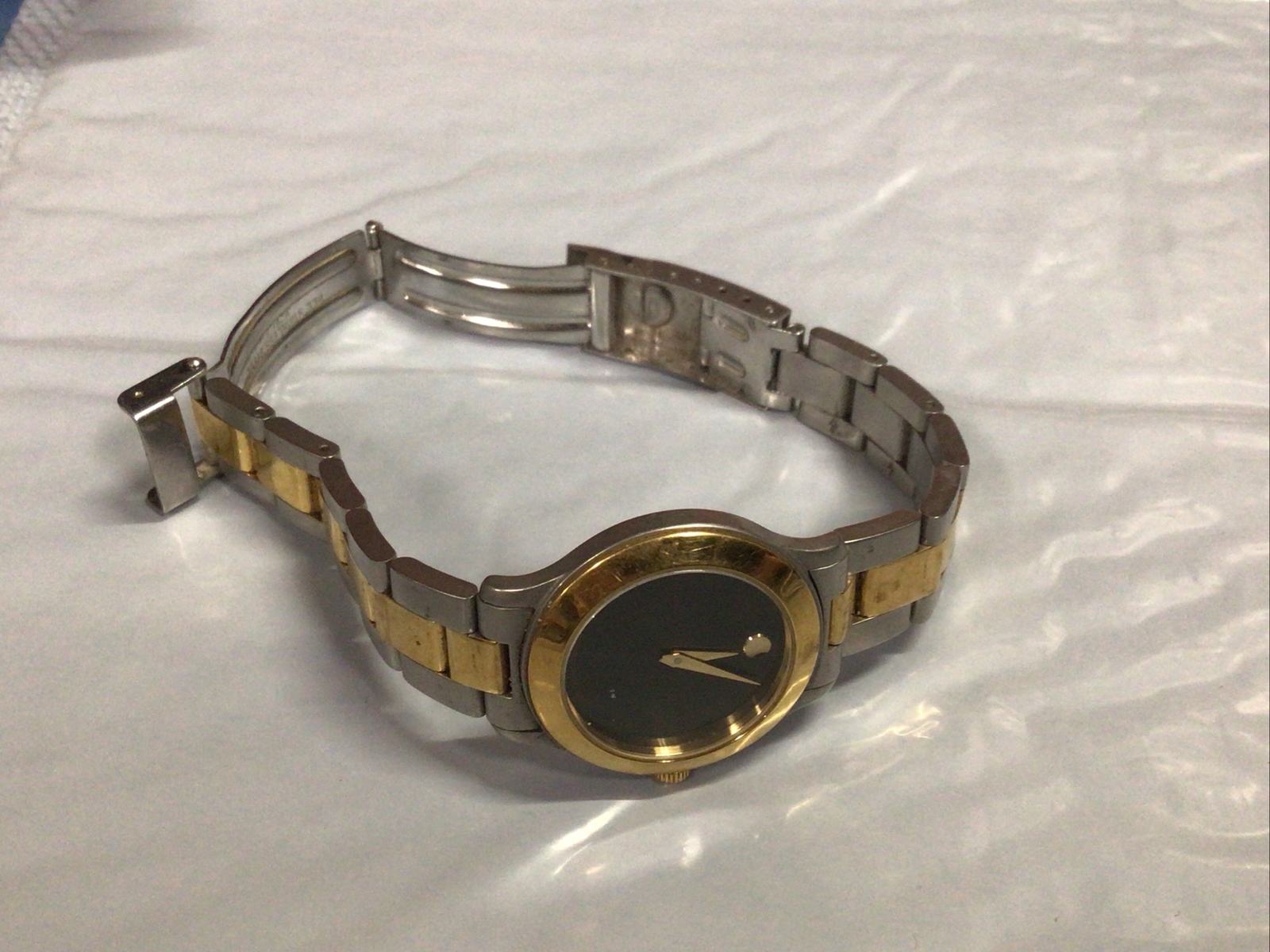Vintage Movado Two Tone Gold Plated Numberless Stainless Steel Round 21.1mm