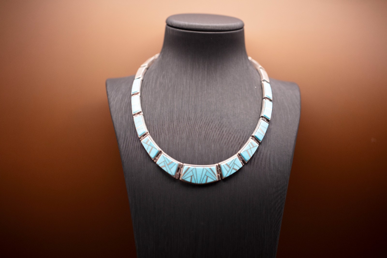 Touch of Santa Fe Turquoise Inlay Bar Necklace (Artist: Pam Daniels)