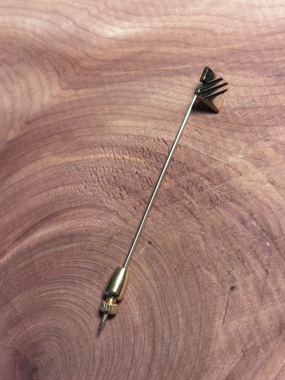 Gold 1/5 10K Geometric Stick Pin, 2.25 in, No Stones