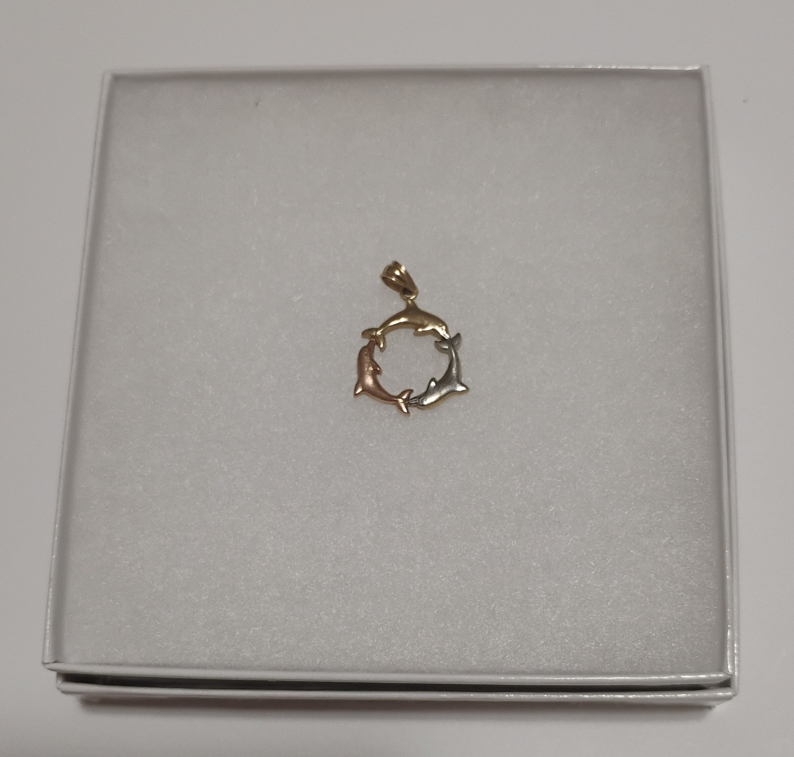 10kt Tri Gold Yellow White Rose Dolphin Pendant Not 14k Stamped 10K For Necklace