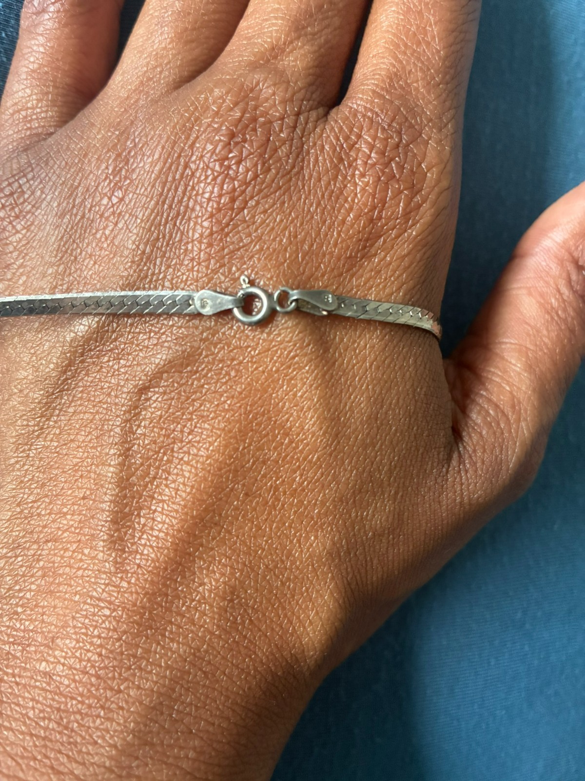 7-Inch Vintage .925 Silver Herringbone Bracelet