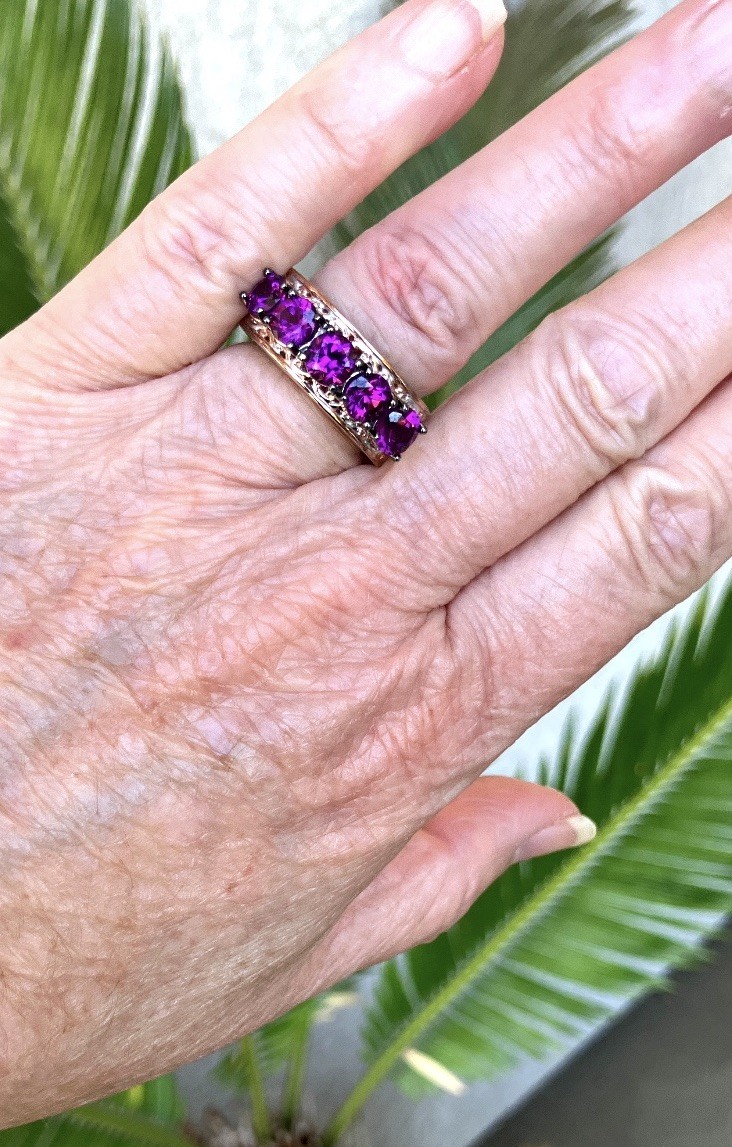 Gems En Vouge Micheal Valitutti 925 SS Gold Embraced Grape Garnet Ring