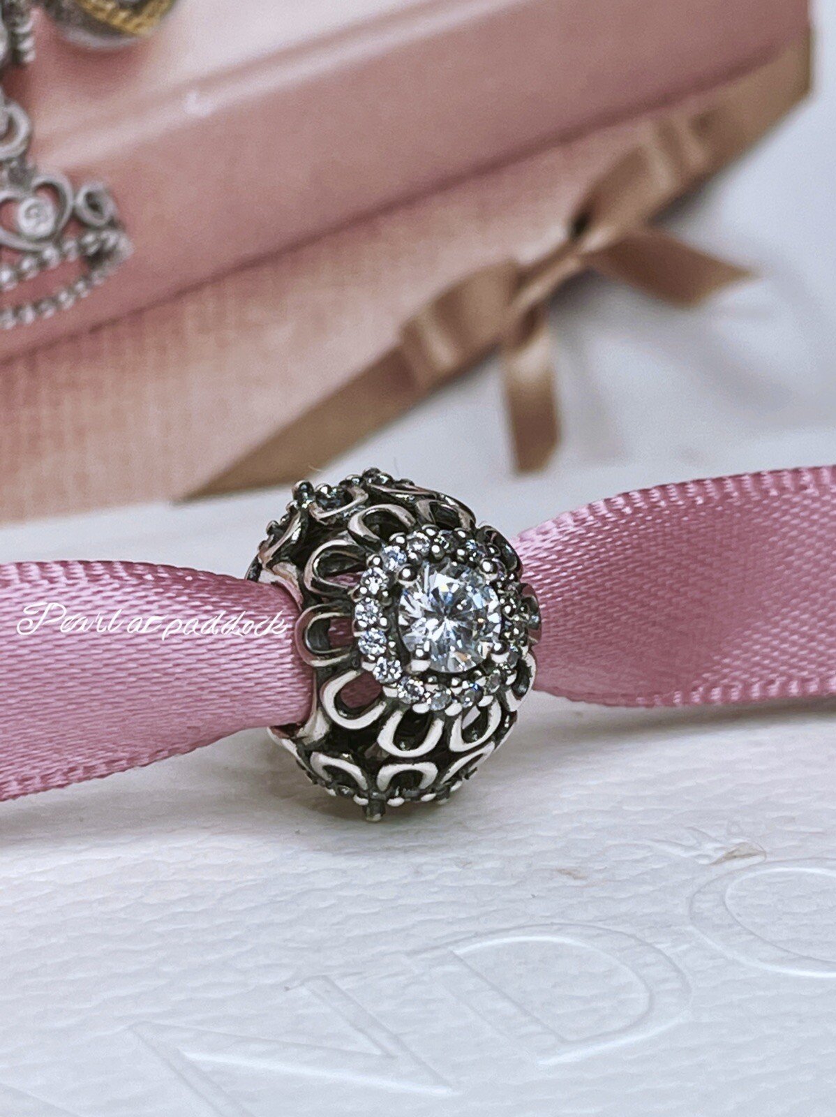 Authentic Pandora Floral Brilliance Cz Charm With Gift Box
