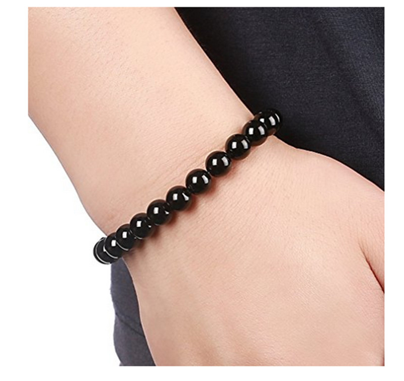 New Men Women 8mm Lava Rock Chakra Beads Elastic Natural Stone Agate Bracelets