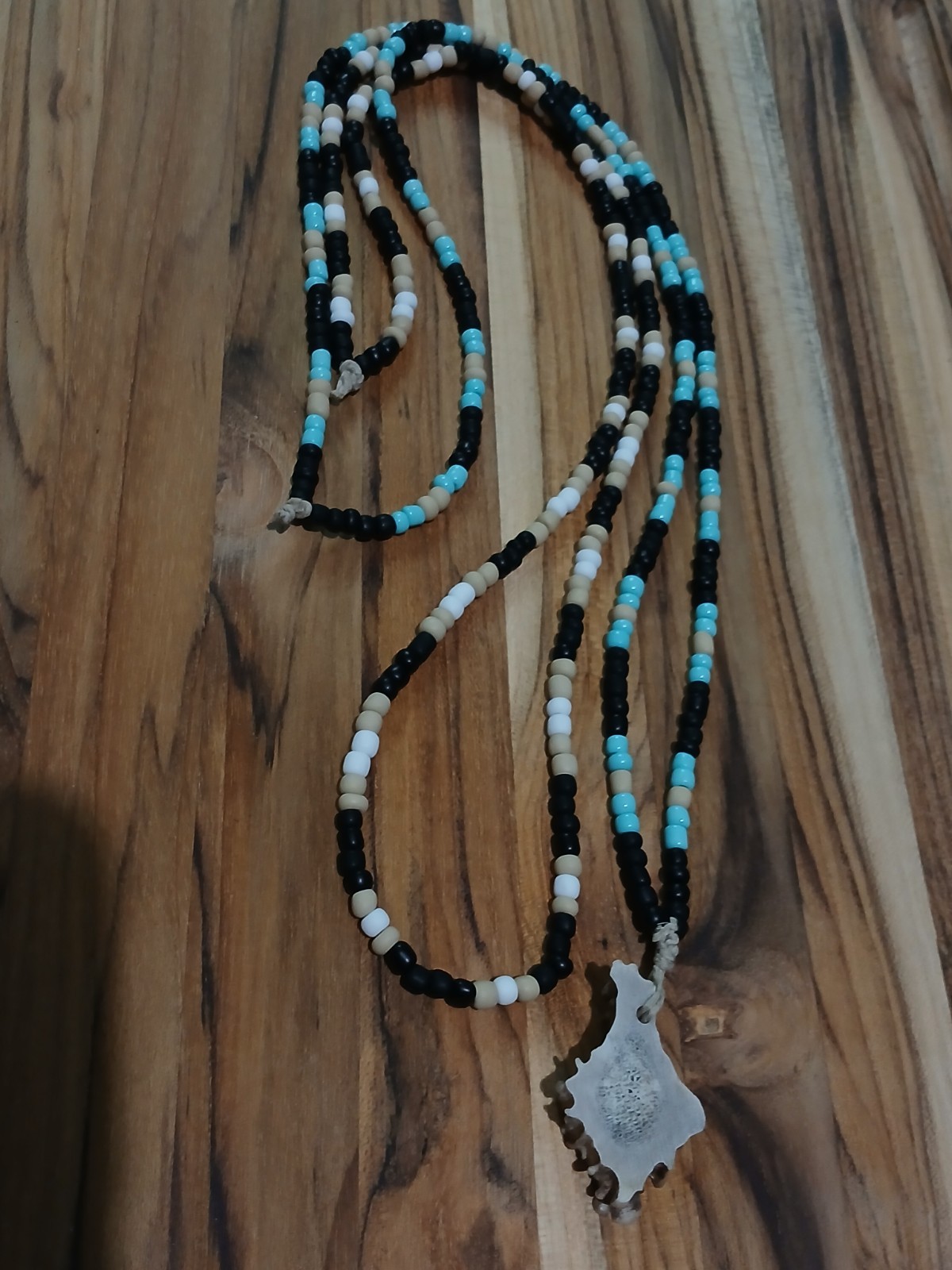 Glass beaded Necklace Hemp Mens Womens Unisex Black Tan Turquoise Color 2pcs