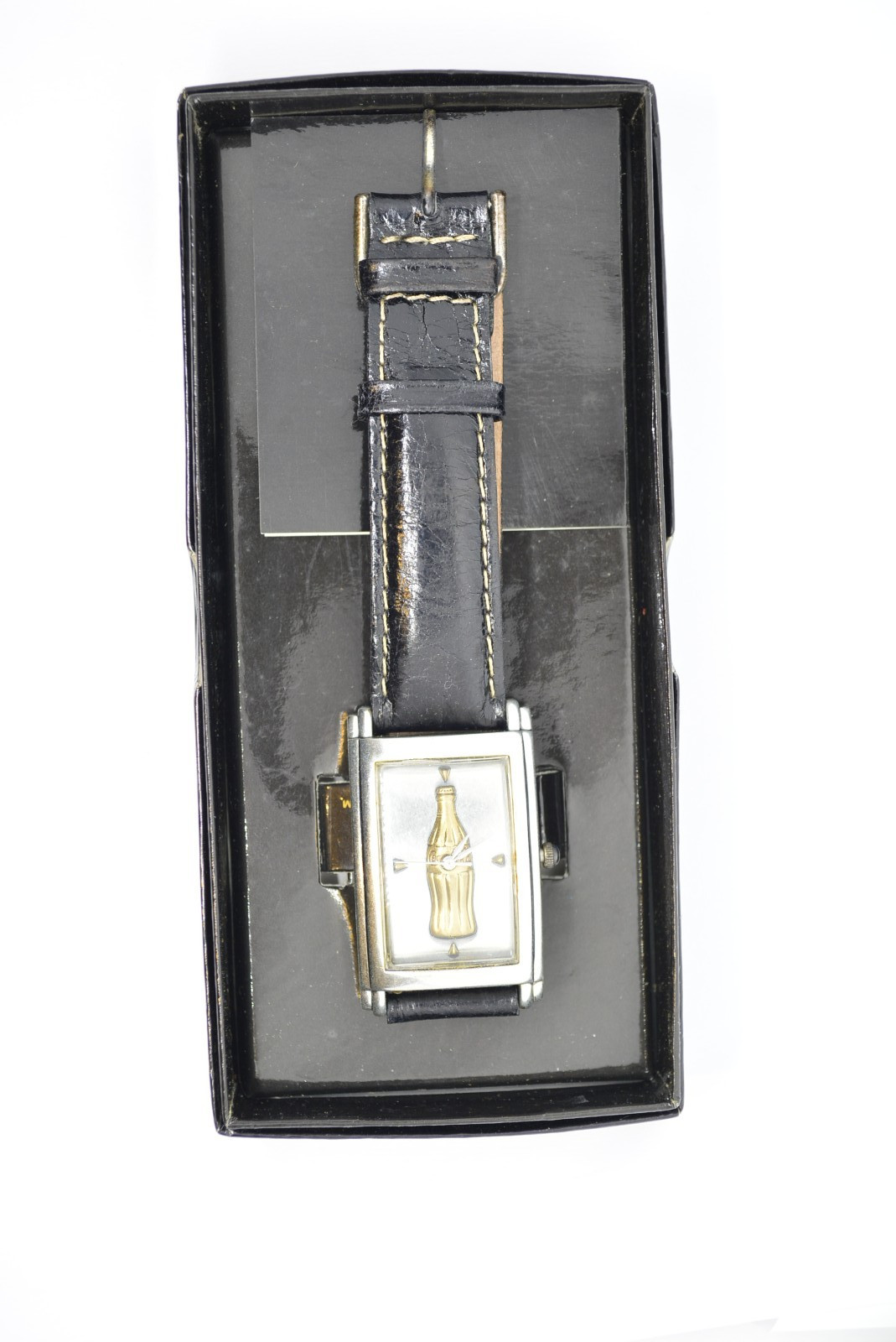 1996 Coca-Cola Watch Vintage Limited Edition 890/1500 Rectangle Black Leather