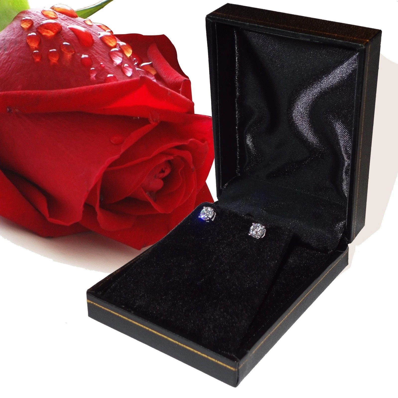 4.0 Ct TW Moissanite Solitaire Stud Earrings 14K Yellow Gold Certified FL/D Gift