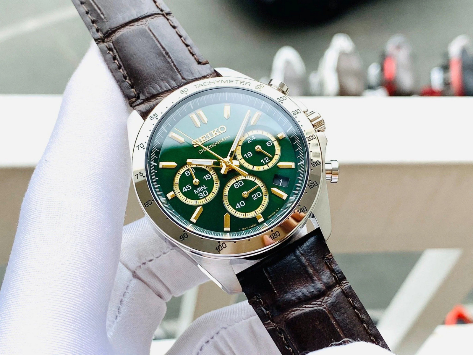 Seiko Spirit SBTR017 Chronograph Green Dial Stainless Steel Men’s Watch