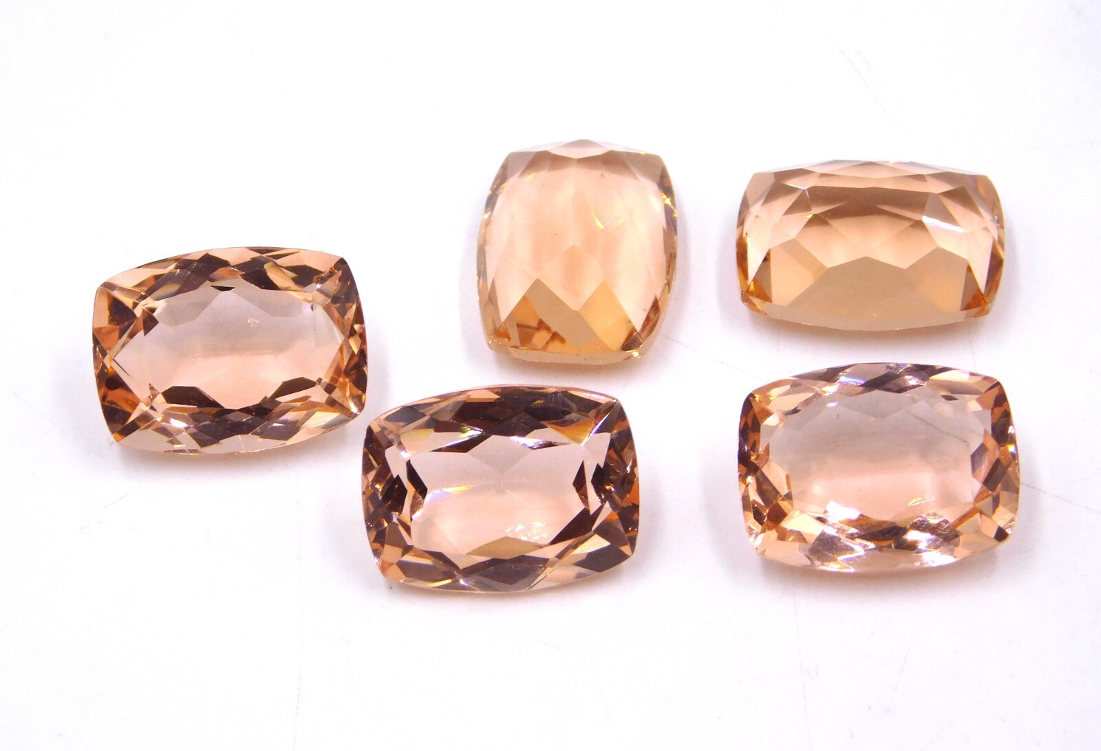 12X16 MM Lab Created Morganite Cushion Cut Loose Gemstone 43.5 Cts 5 Pcs P-1054