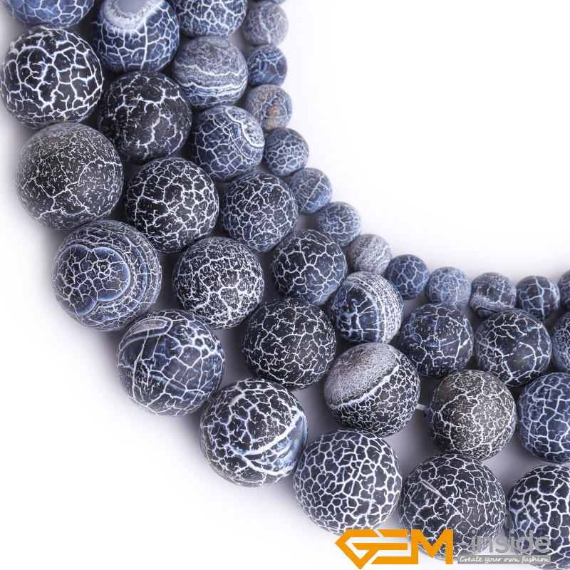 Natural Gemstone Assorted Frosted Matte Round Beads For Jewellery Making 15″