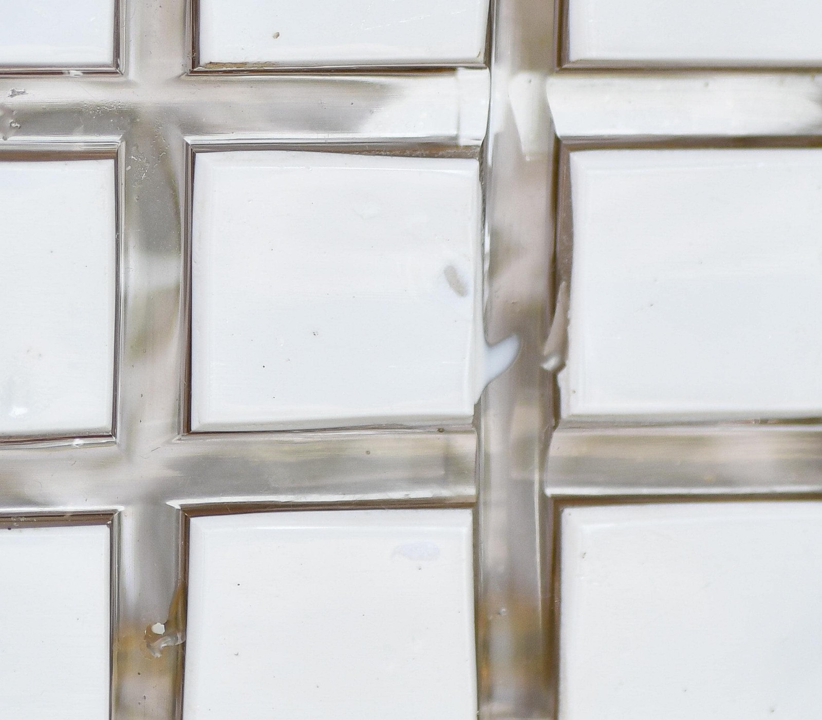 European Glass Box with White Hexagon Design and Bronze Hardware