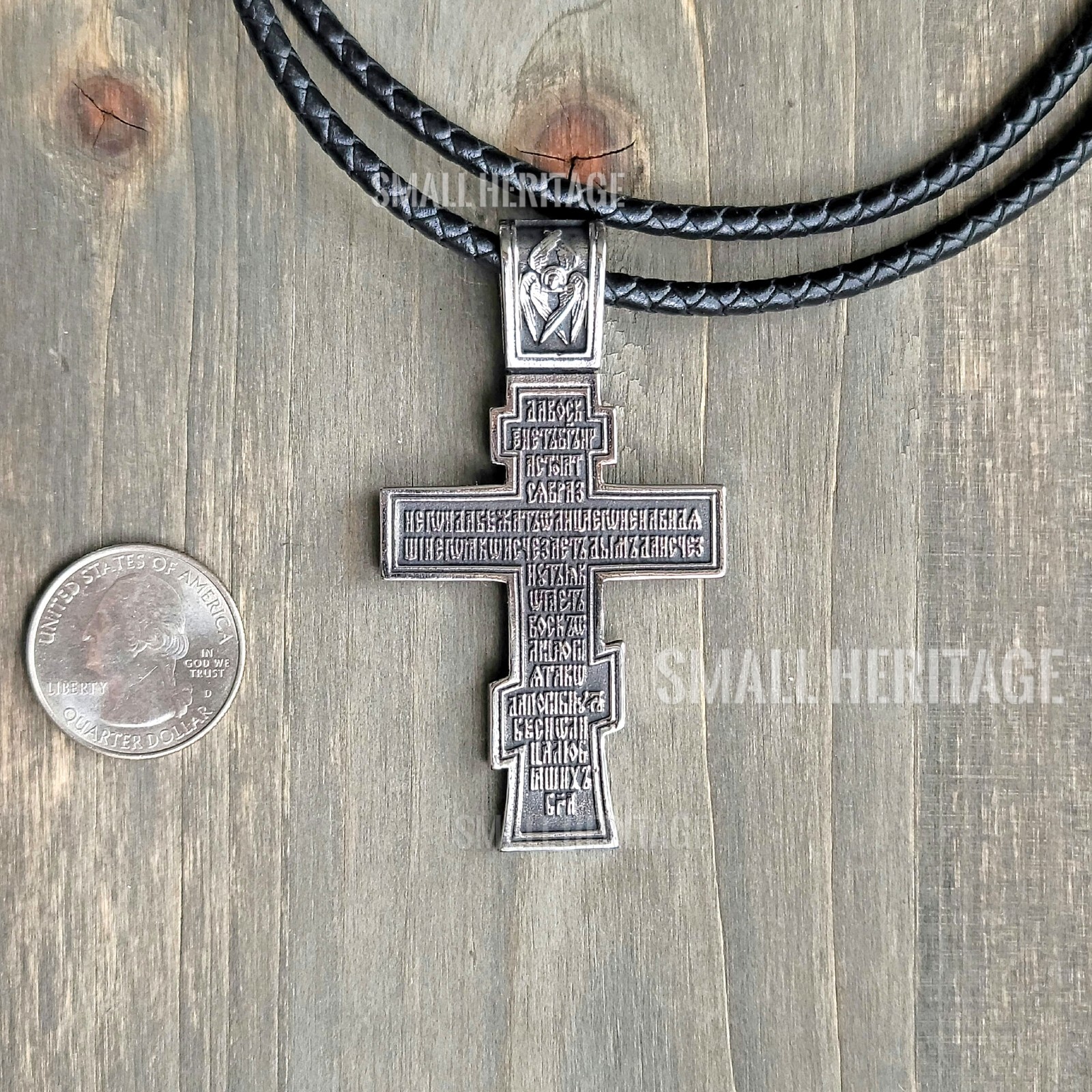 Large Orthodox Cross Necklace Stainless Steel Slavic Crucifix Pendant Men Rope