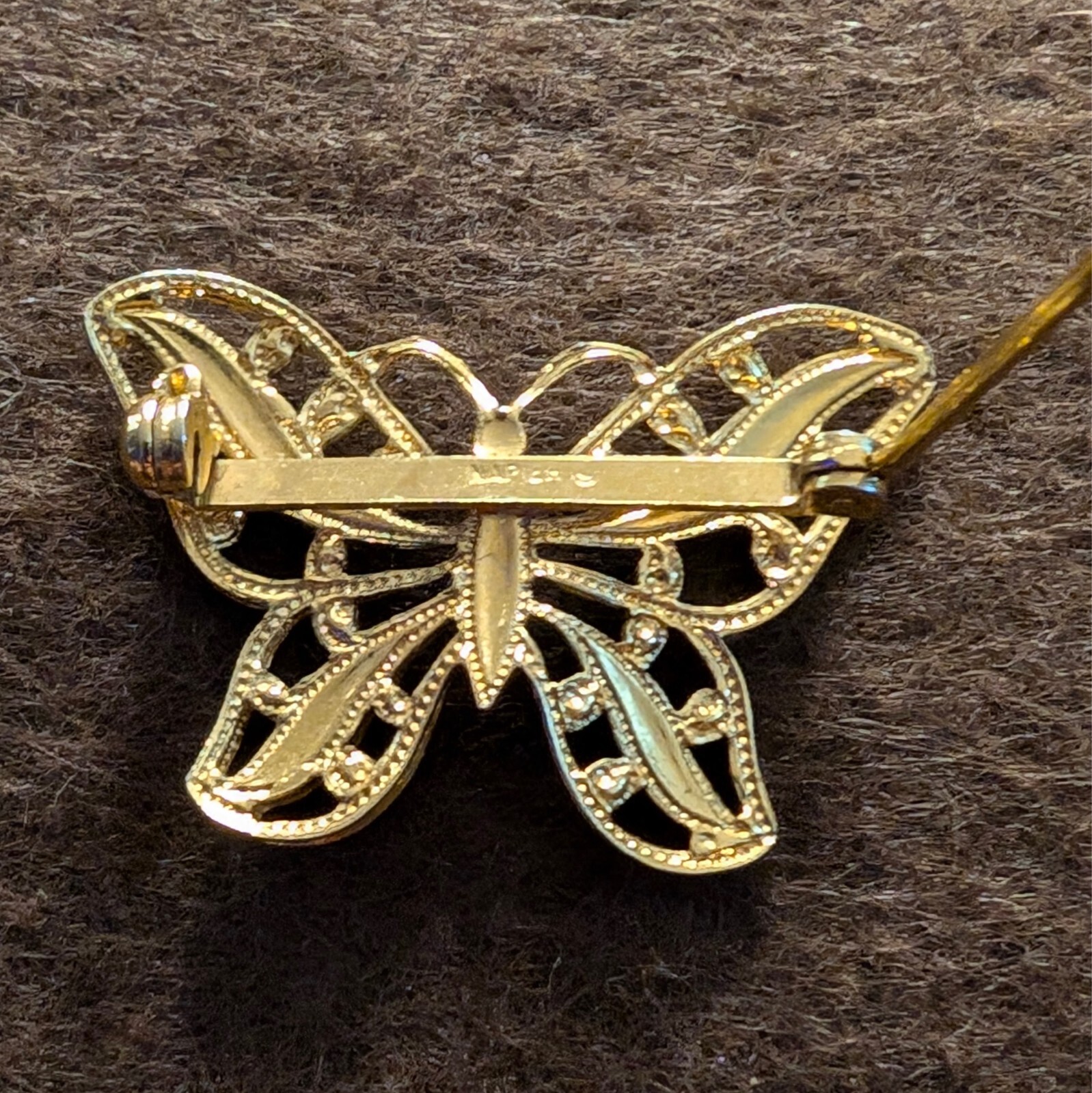 Vintage Gold Tone Signed Napier Filigree Butterfly Pin Brooch