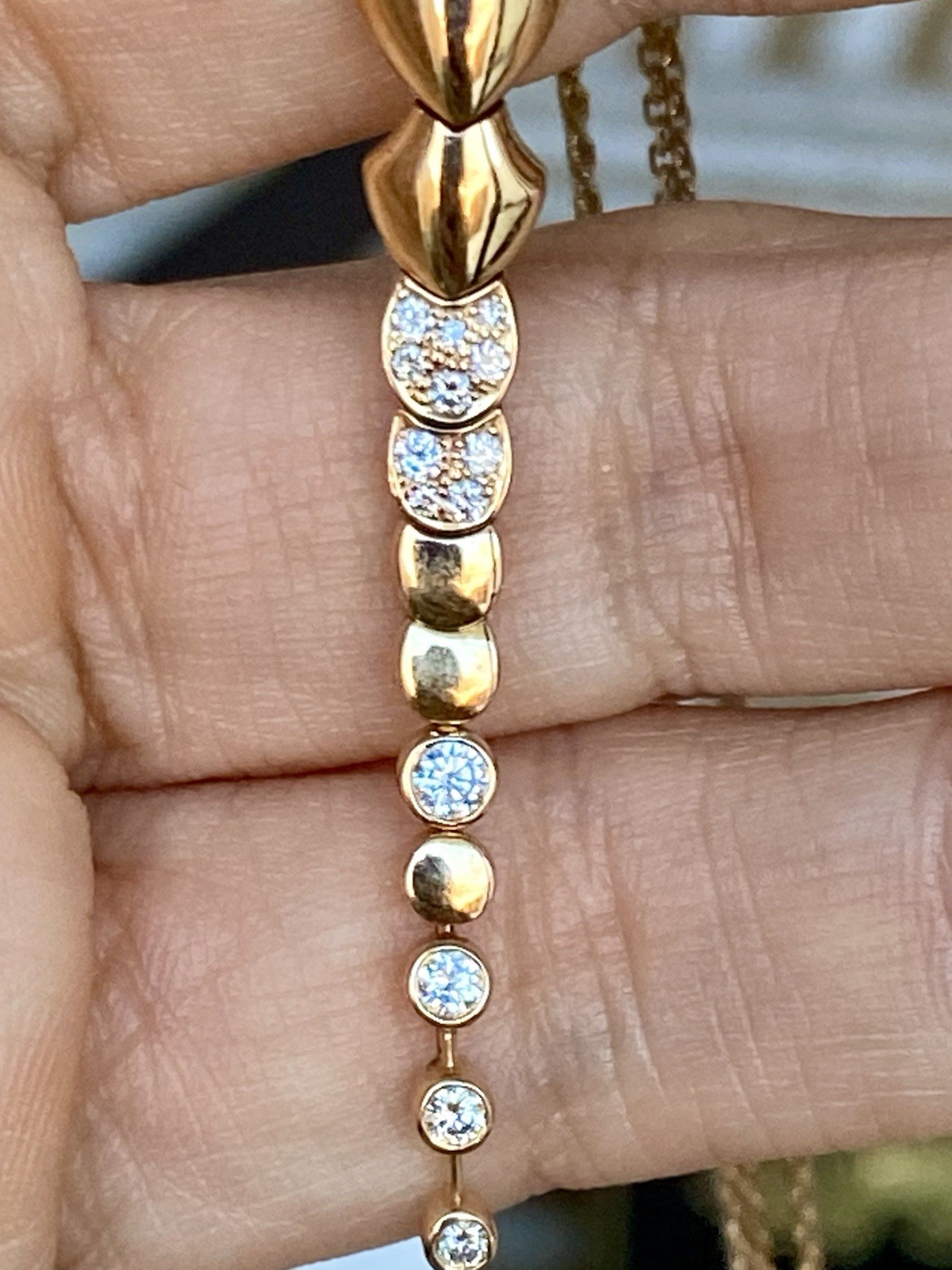 AKILLIS France 18K Rose Gold Diamond Python Necklace Extravagant $10K+ 4”