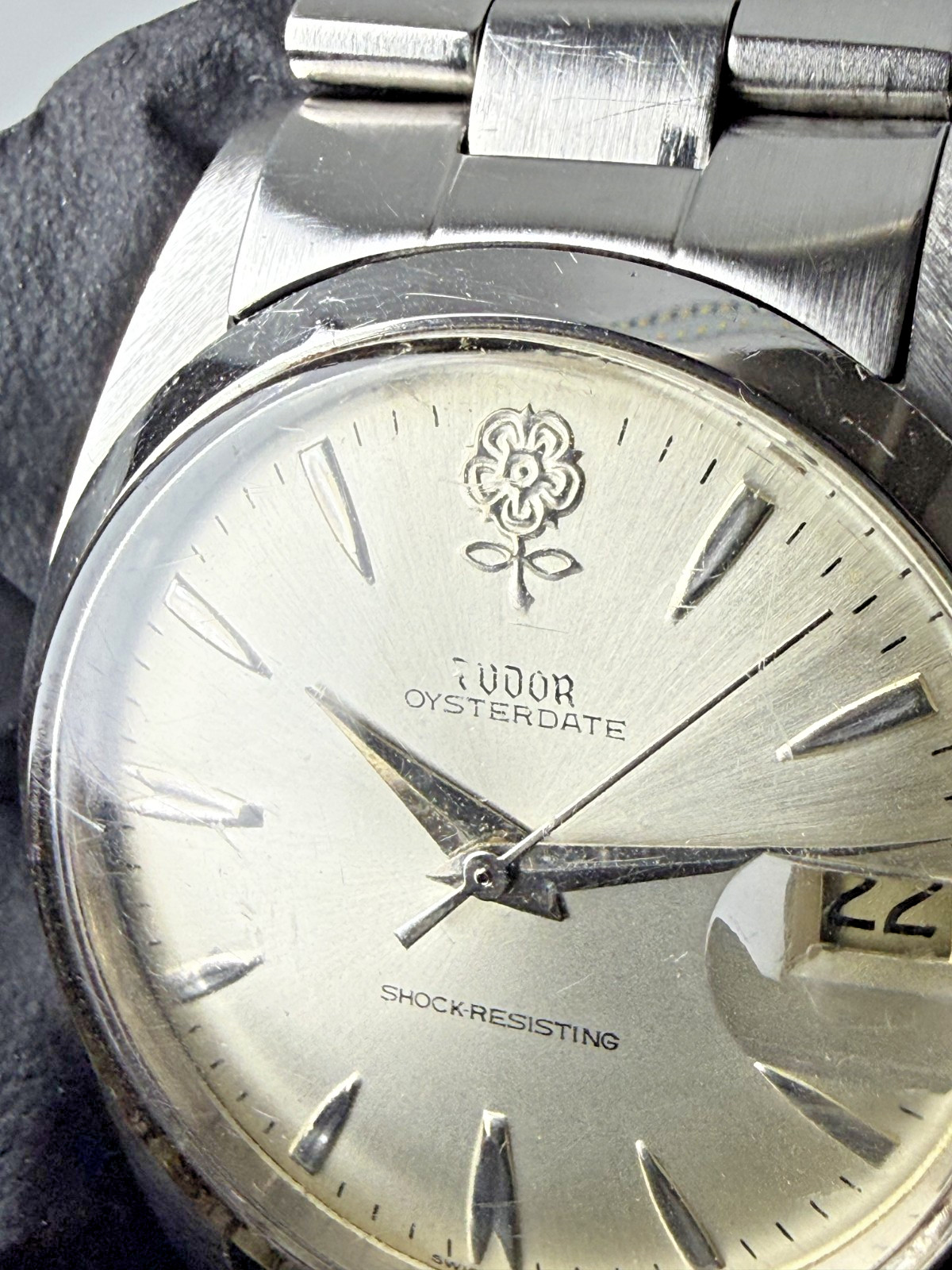TUDOR Oyster Big Rose 7962 Manual Wind Silver Dial Vintage Watch