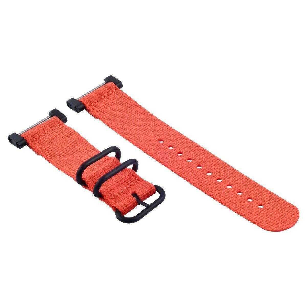 24mm Orange Nylon Replacement Strap Adapter Set 3 Black Rings For Suunto Core