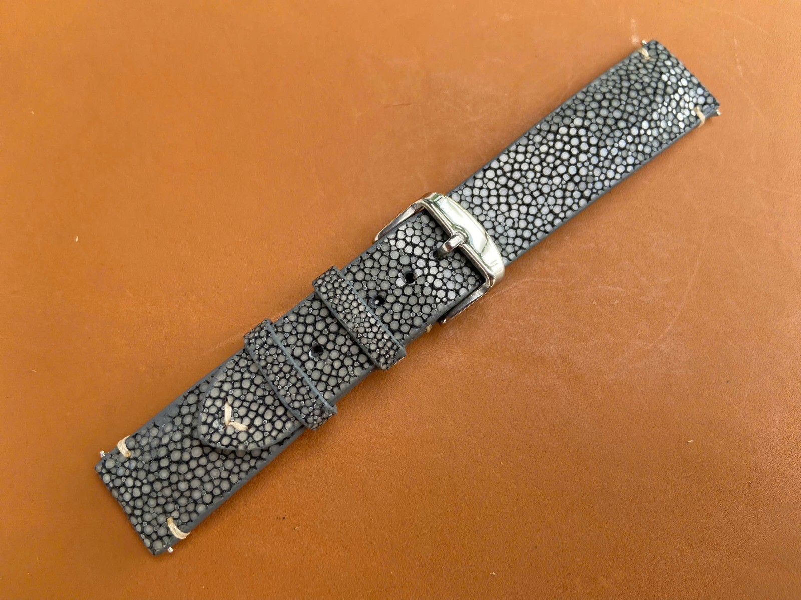 Gray Stingray Leather Watch Strap Band, Size 18mm 19mm 20mm 21mm 22mm 24mm 26mm.