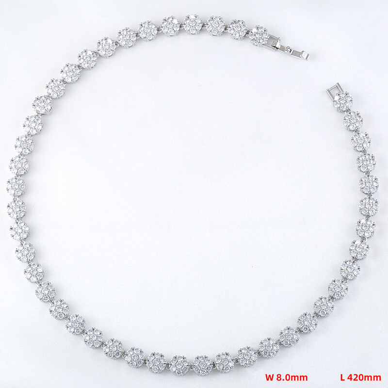 Charm Colorful Flower Tennis Chain Necklace Bracelet Jewelry Women Girl Choker
