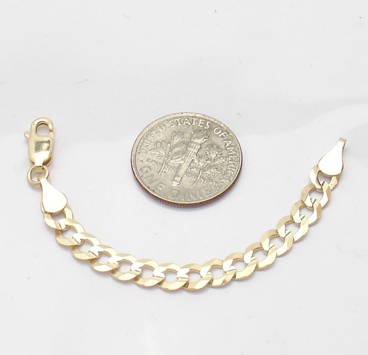 4.7mm Solid Curb Link Necklace Extender for Pendant Charm REAL 10K Yellow Gold
