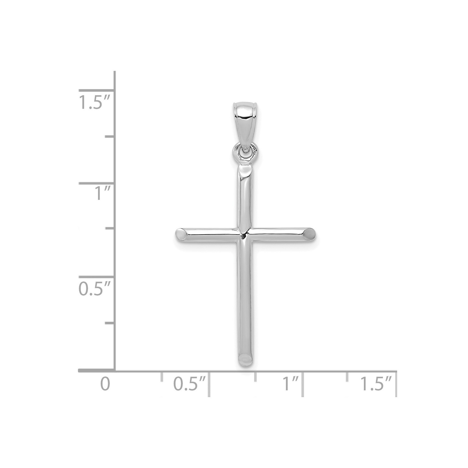 10k White Gold Solid Cross Pendant Polished Religious Jewelry 35.6mm