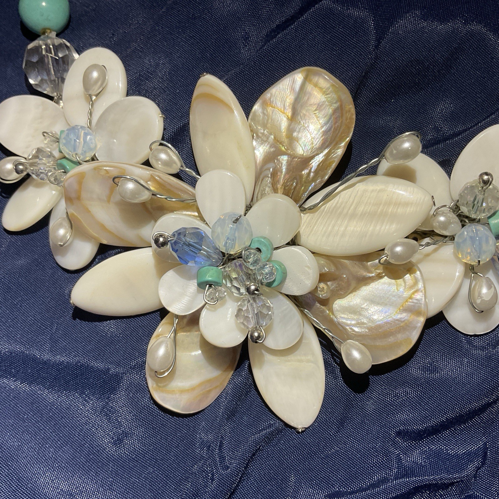 Handmade Abalone and Mother-of -Pearl Shells Necklace One of A Kind 22 Inches