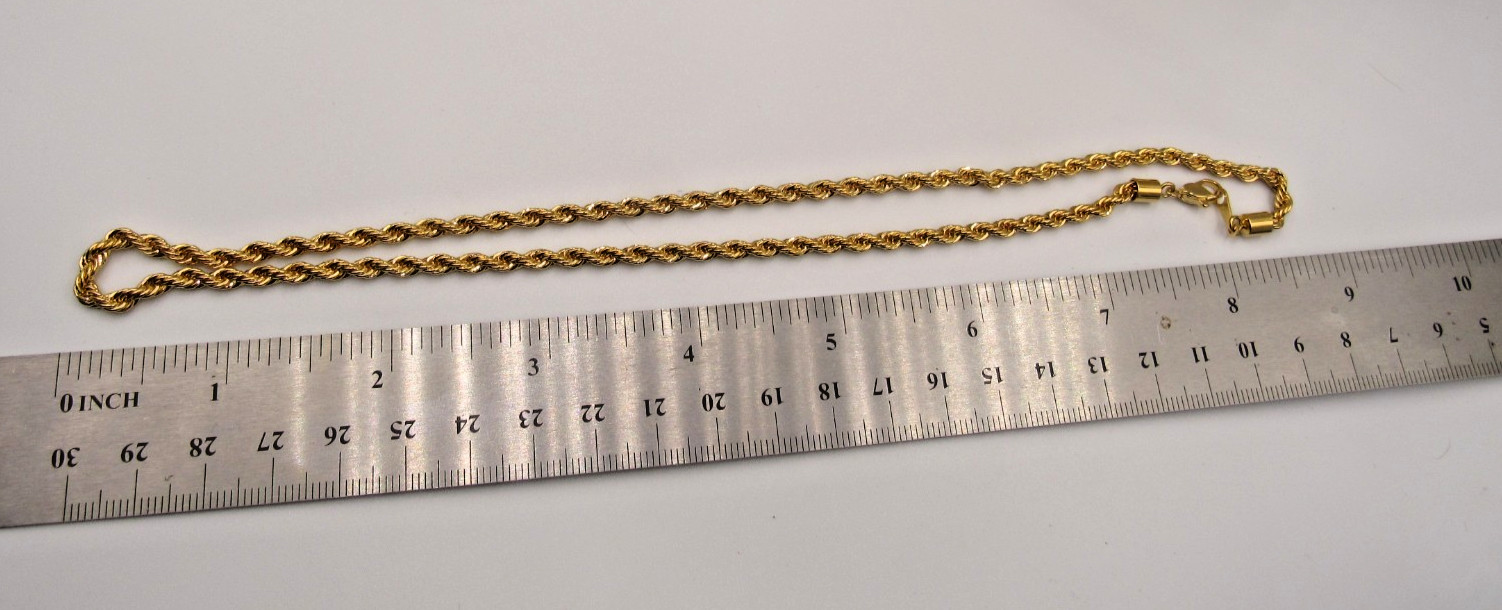 Signed Korea 18″ Gold Tone Rope Chain Necklace E2