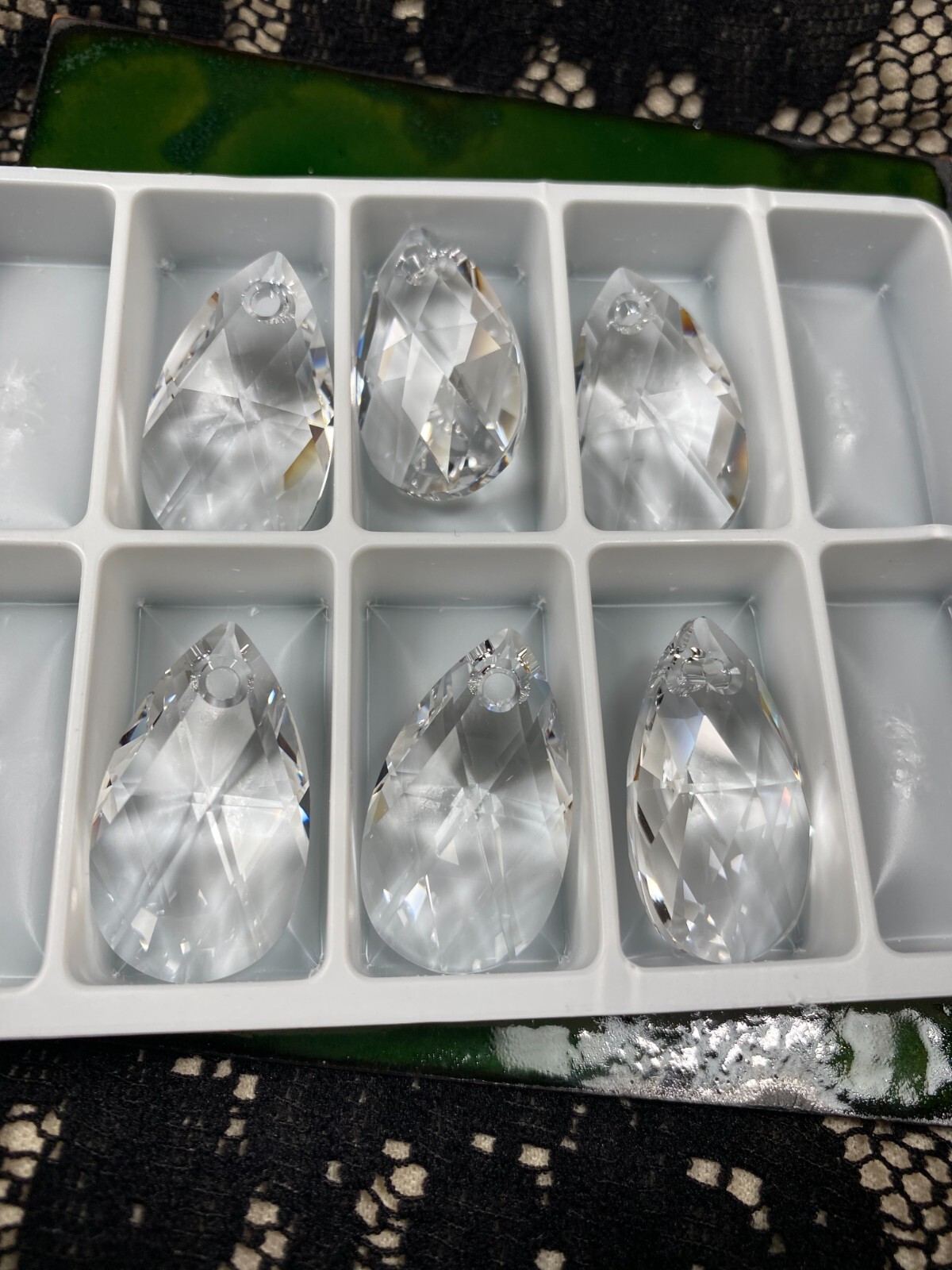 SWAROVSKI 6106 Pear Pendant Crystal Clear Pendant Teardrop Suncatcher 2 pc