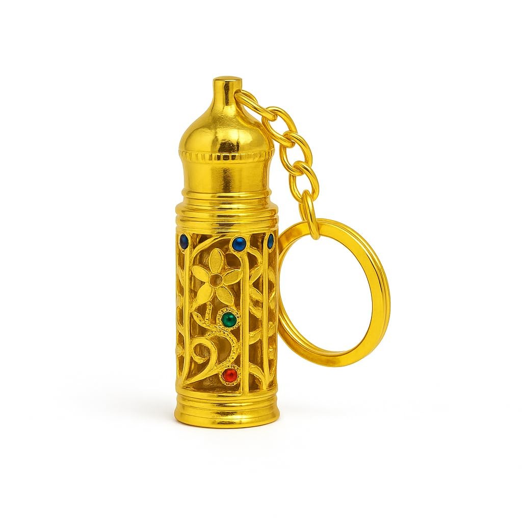 3 ARCHES USA Refillable Glass Anointing Oil Keychain Bottle 0.2 Ounces, Gold